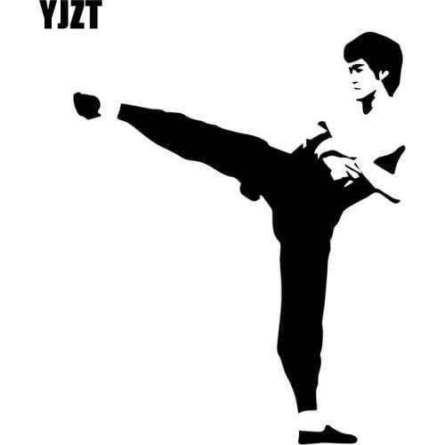 YJZT 10.5CM*13CM Kung Fu Actor Bruce Lee Vinyl Decal Car Sticker Black/Silver C3-0042