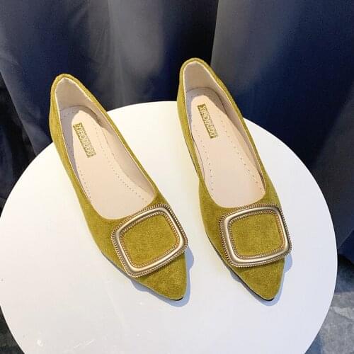 2020 Fashion Flats Shoes Women Elegant Temperament Wild Solid Color Pointed Popular Generous Ladies Shoe Sapato Feminino W33-37