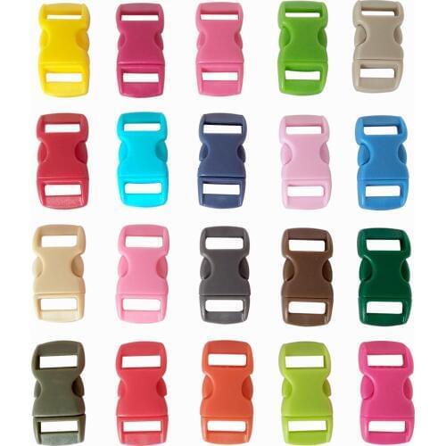 1000 pcs 3/8" new arrival Mix Color Shackle Contoured Curved Side Release Plastic Buckle for Paracord Bracelet