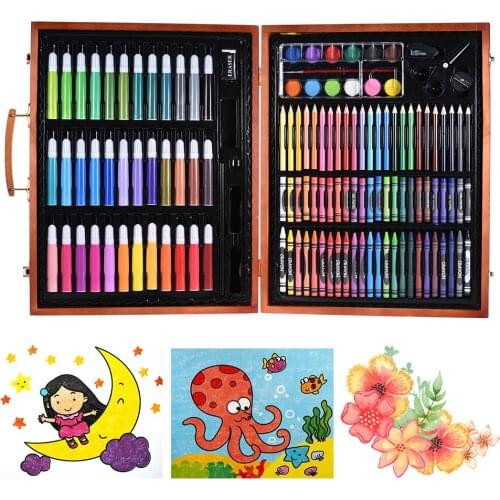 148pcs Color Pencil Color Markers Pencils Crayons Oil Pastels Watercolor Painting Deluxe Art Set for Kids with Wooden Case