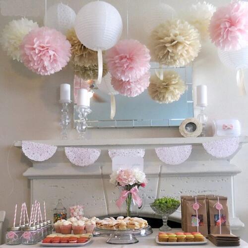 16 pcs/lot Paper lantern and Tissue Paper Pom Poms mixed New Year And Birthday Wedding Baby Shower Souvenir Christmas Decoration