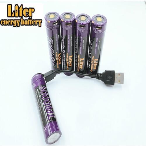 2PCS Liter energy battery USB 18650 3500mAh 3.7V Li-ion Rechargebale battery USB 5000ML Li-ion battery + USB wire