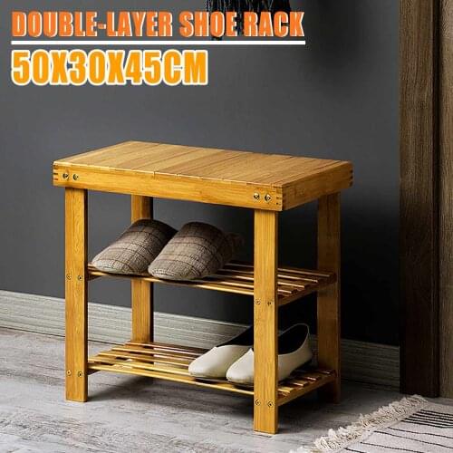 2 Layer Modern Bamboo Multi Function Shoe Rack Storage Organiser shoes Bench Shelf Stand Multi-purpose Change Shoes Stool