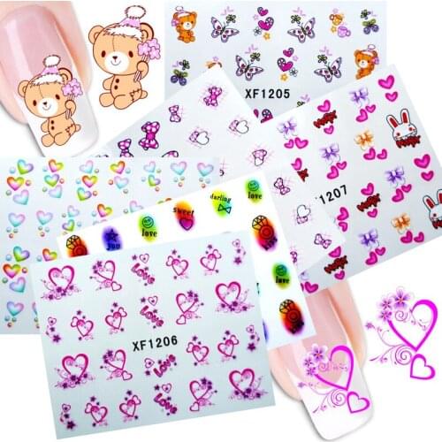 Charms Love Doughnut Nail Sticker Candy Valentine Water Nails Stickers Decal Cartoon Stickers 24Pcs Nail Art Decoration