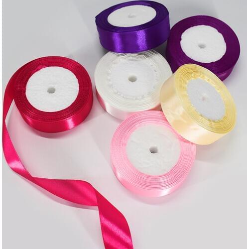 25Yards/Roll 25mm Satin Ribbons for Wedding Christmas Party Decorations DIY Handmade Crafts Supplies White Blue Pink Red Ribbons