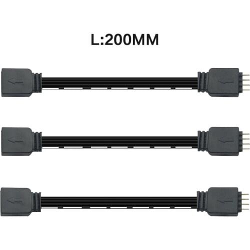 3PCS/Pack RGB Extension Cable Black 0.2m/0.66ft 0.5m/1.64ft 4 Pin for 5050 3528 2835 LED Strip Connector Cord Wire