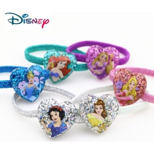 4-6pcs Disney Cartoon Princess Frozen Mickey Children Hair Rope Girl Birthday Gift Headwear Elsa Doll Head Circle Rubber Band