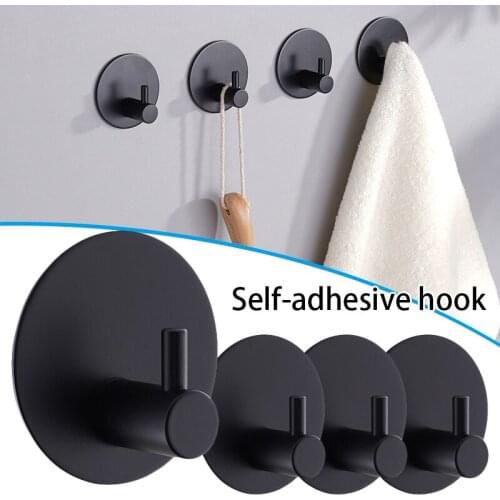 4 PCS Self-Adhesive Hook Wall Hanging Rustproof Stainless Steel Towel Coat Hangers Punch-Free Hotel Bathroom Storage Hooks
