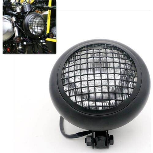 5.75" Hi/Lo Beam Headlight 12V 60W Headlamp Mesh Grill Head Light For Harley Bobber Cruiser Custom Motorcycle For Yamaha Suzuki