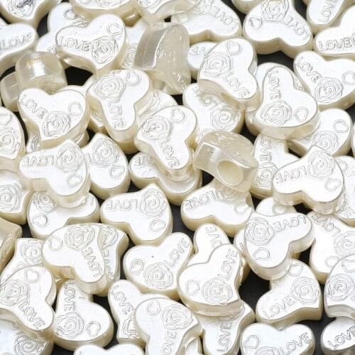 50pcs 13mm Love Heart Imitation Pearl Beads Big Hole Spacer Acrylic Beads For Diy Jewelry Making Handmade Necklace Bracelet