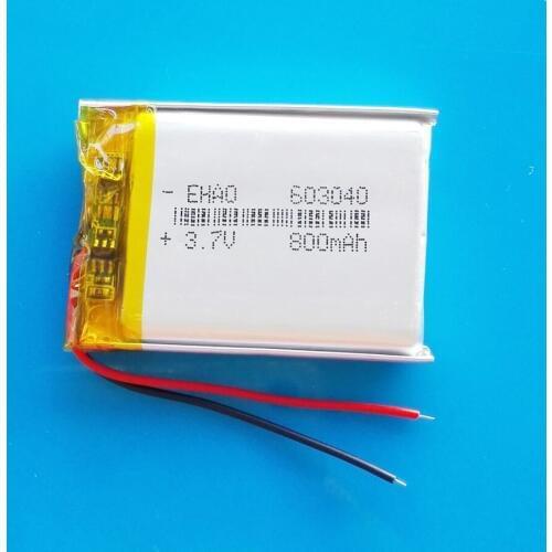 603040 3.7V 800mAh lipo polymer lithium rechargeable li ion battery for MP3 MP4 GPS DVD bluetooth recorder headset e-book camera
