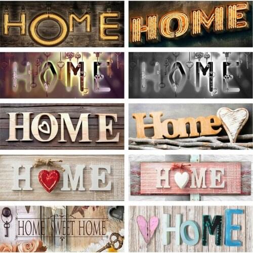 Huacan 5D DIY Diamond Painting Full Square Mosaic Home Sweet Home Diamond Embroidery Complete Kit Text Home Decoration