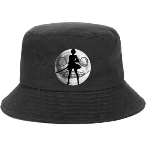 Anime Game NieRAutomata Cartoon Bucket Hat teenager Outdoor Summer Hip Hop Cap unisex Streetwear Chapeau Caps Fisherman Caps