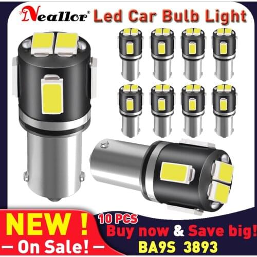 BA9S Festoon Dome Door Light T4W 6LED 5630 Car LED White Marker Bulb Wedge Light Tail Lamp DC 12V Tail Led Bulbs On Car Diode VW