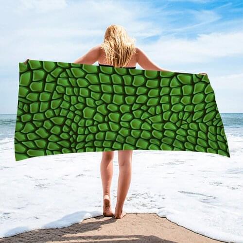 Bath towel Bath 3D Green Pattern Microfoam Beach towel Print Surf Poncho Water Absorb shower towel