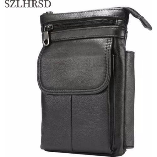 SZLHRSD Cell Phone Case Genuine Leather zipper pouch Belt Clip Waist Purse Cases Cover for ASUS ZenFone Max Pro M1 ZB602KL