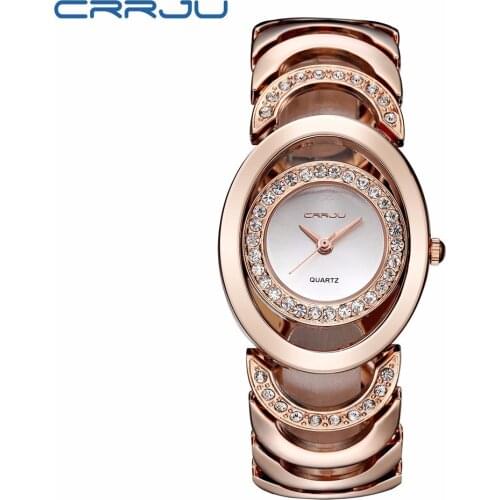 CRRJU Brand Watches Women New Fashion Ladies Luxury Quartz watch Wristwatches Famous Clock Rhinestone Relojes Mujer Montre Femme