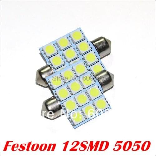 10X Festoon 12led 36mm 39mm 42mm C5W LED 5050 12smd car LED Festoon light Interior LED Dome Light Lamp Bulb For Car