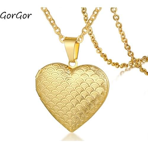 GorGor New Arrivals Fashion Stainless Steel Heart-shaped Can Be Opened Pendant Necklace for Elegant Women Jewelry Gift PN-1190