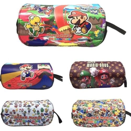 Game Super Mario Cute Canvas Pencil Case Student Pen Bag Boy Girl Large School Pen Case Cartoon Multifunction Stationery New