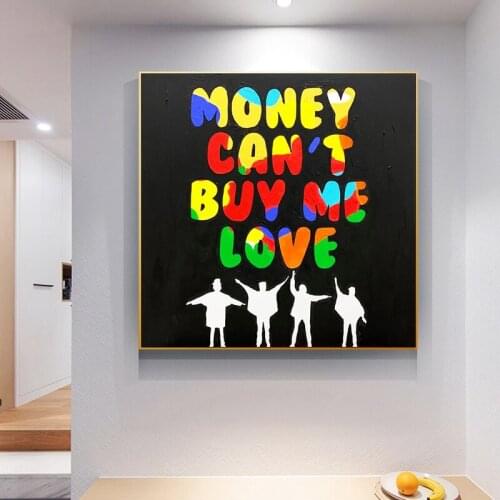 Money Can't Buy Me Love Letter Canas Prints Colorful Street Graffiti Art Painting Wall Art Picture Poster for Living Room Decor