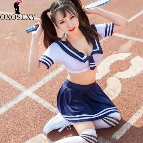 Blue Red Green Sexy Lingerie Women Costumes Japanese Student Cosplay Girl School Uniform Lingerie Lovely Tops Mini Skirt Set 238