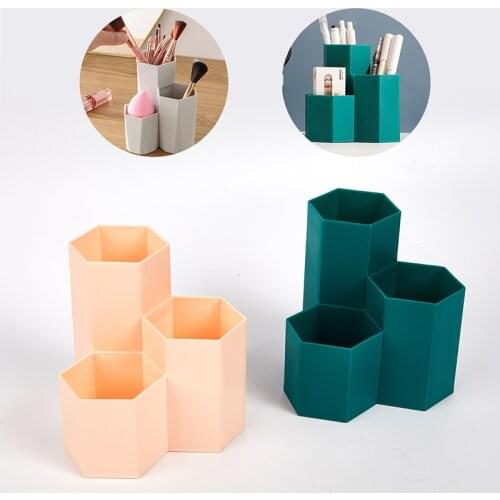 3 Lattices Cosmetic Make-up Brush Storage Box Table Organizer Make Up Tools Pen Storage Makeup Nail Polish Cosmetic Holder Box