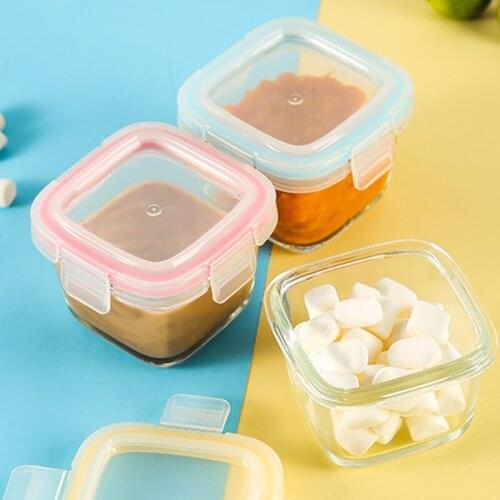3-piece baby food box, children’s lunch box, salad food storage box set, sealed glass crisper, microwave oven available