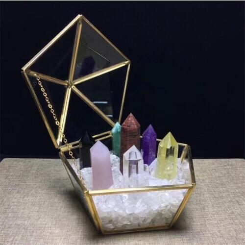 Colorful Array Of Seven Stars Wand Points Polished Natural Stones and Crystals Healing Gemstones For Home Decoration