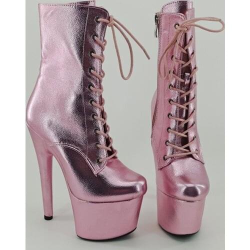Leecabe 7Inch Shinny PINK Womens Platform Sandals Pole Dancing shoes High Heels Shoes professional pole dancing boot