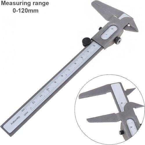 120mm Mini Carbon Steel Vernier Caliper Ruler with 0.1mm / 0.063in Accuracy and Sliding Wheel for Measuring