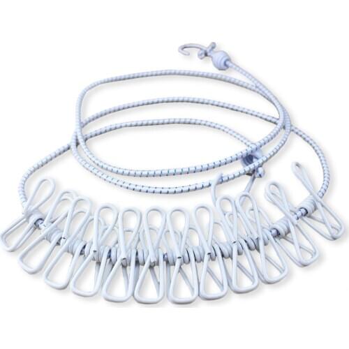 180cm Multifunctional 12 clips Steel Clothes Line Drying Rack Cloth Hangers WithClothes Line Pegs Portable Travel Clothespins