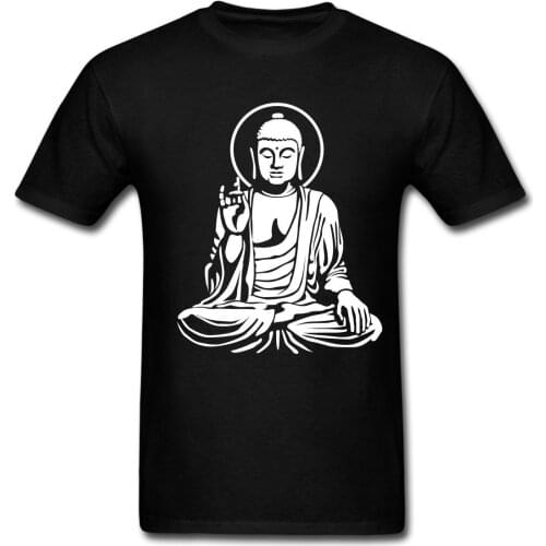 Cheap Sale Cotton T Shirt Short Sleeve Summer O-Neck Mens Buddha Statue Buddhism Tee Shirt