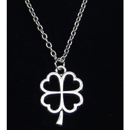 New Fashion Necklace 24x17mm hollow lucky four leaf clover irish Pendants Short Long Women Men Gift