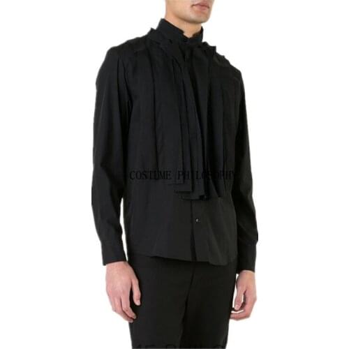 M-6XL! Fashion plus-size mens wear! 2018 Original design of mens woolen edge shirt new dark series of menswear