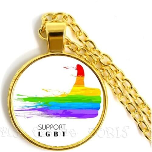 Support LGBT Necklace Same Sex Jewelry Gay Lesbian Pride With Rainbow Love Wins Gift Same Sex Marriage Love Gift