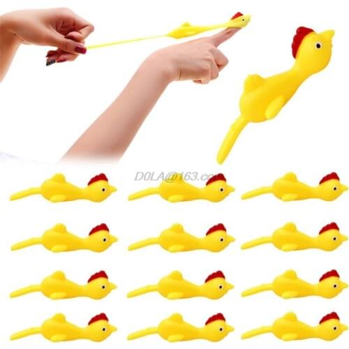 3PCS Finger Birds Fun Novelty Toys Funny Joke Rubber Chicken Stretchy Flying Turkey Party Favors