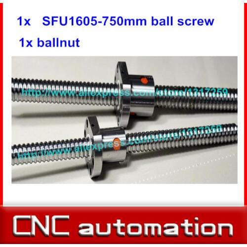 RM1605 Ball Screw SFU1605 L= 750mm Rolled 1605 Ballscrew rail with single Ballnut for CNC parts