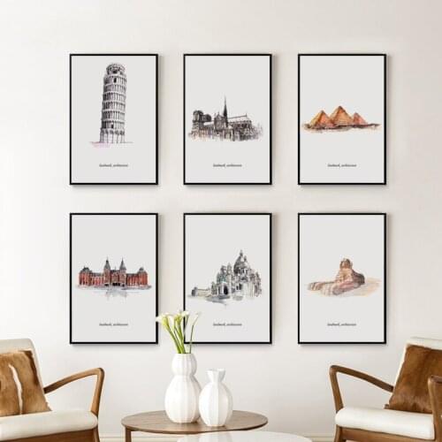 Modern World Famous Architectural Attractions Landscape Canvas Art Abstract Painting Print Picture Wall Poster Office Home Decor