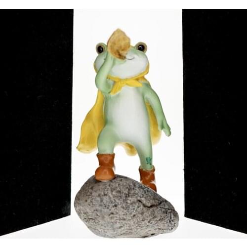 Resin Trumpet Playing Lovely Frog Statute Home Desk Ornament Handicraft Kawai Animal Figures Sculpture Room Outdoor Garden Decor