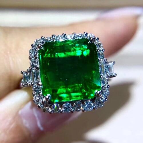 Vintage Square 5ct Lab Emerald Ring 925 sterling silver Engagement Wedding band Rings for Women Bridal Finger Party Jewelry