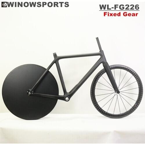Winowsports carbon fixed gear with front brake fork super light fixed gear single speed carbon road frame T1000 toray frame
