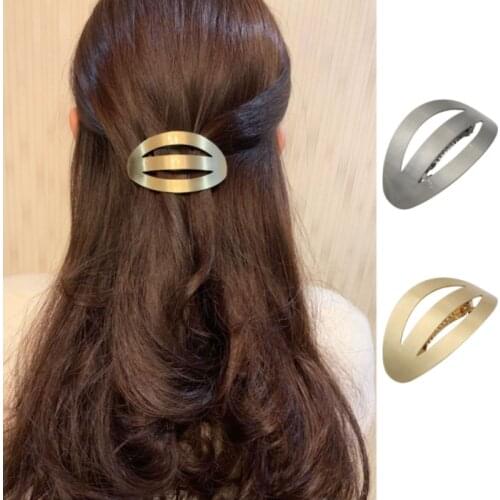 1 Pair Hairpin Geometric Metal Barrette Oval Girls Hollow Brushed Fixed Ponytail Hairpin Hair Accessories for Women