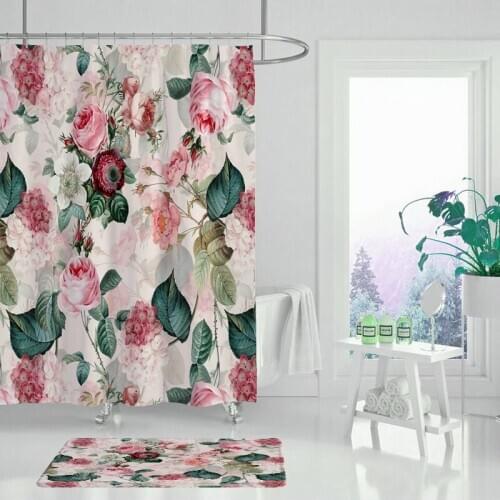Sunflower rose plant indoor flower shower curtain shower single printing waterproof polyester bathroom decoration large