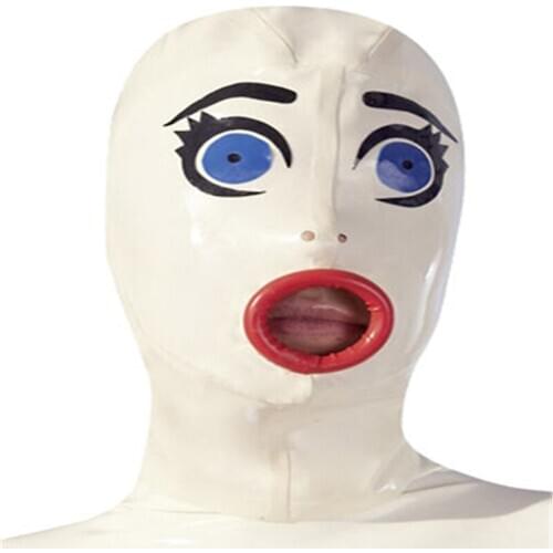 New Unisex Natural Clubwear Accessories Gay Femme Latex costumes hoods masks w black zipper net eyes cat ears piggy