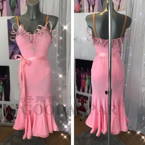 Rumba Salsa Samba Dance Dress Competition latin dress girl or lady hot latin Summer Dress Women pink sleeveless Party Dress