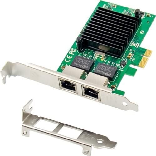 2 Port PCIE X1 1000M PCIe Gigabit Ethernet Dual Ports RJ45 Lan Network Card Chip Intel 82576EB Networking Pci-e Ethernet Server