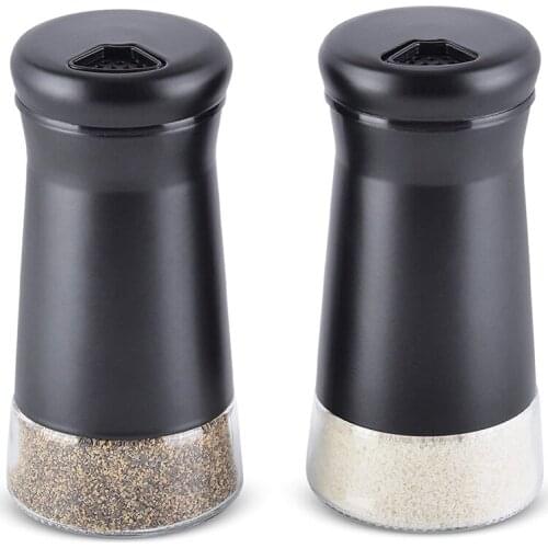 Pepper Shakers with Adjustable Pour Holes Elegant Stainless Steel Salt and Pepper Dispenser Perfect for Sea Salts 2Pcs