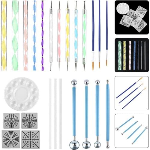 25pcs/set Mandala Dotting Tools Painting Stencils Multifunction Embossing Starter Drawing Stylus Pens Art Kit
