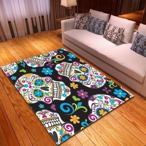 3D Skulls Pattern Carpets For Living Room Bedroom Decor Carpet Soft Flannel Halloween Party Area Rugs Outdoor picnic Floor Mats